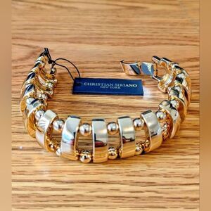 Christian Siriano Bracelet Gold Chunky Wide  8 inch Long/1 inch Wide Classy NWT